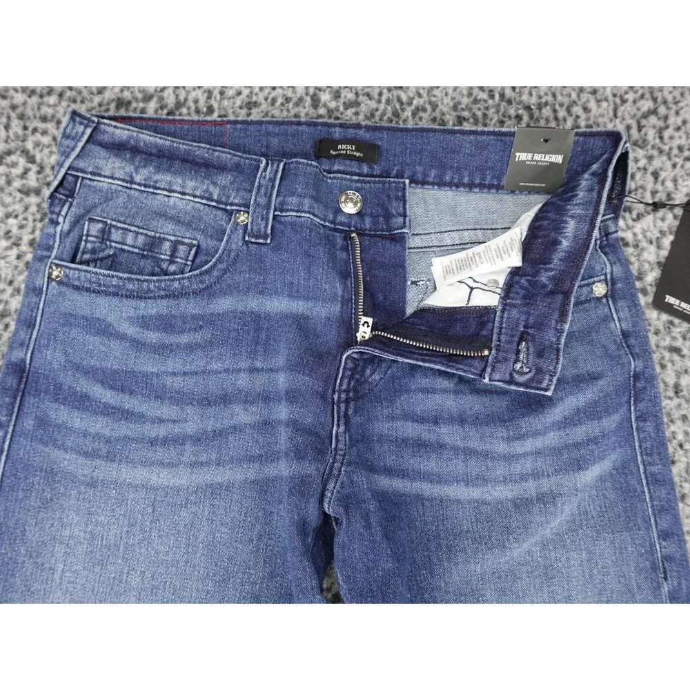 True Religion Ricky Relaxed Straight Jeans Mens 32x34 Blue NWT Horseshoe Denim